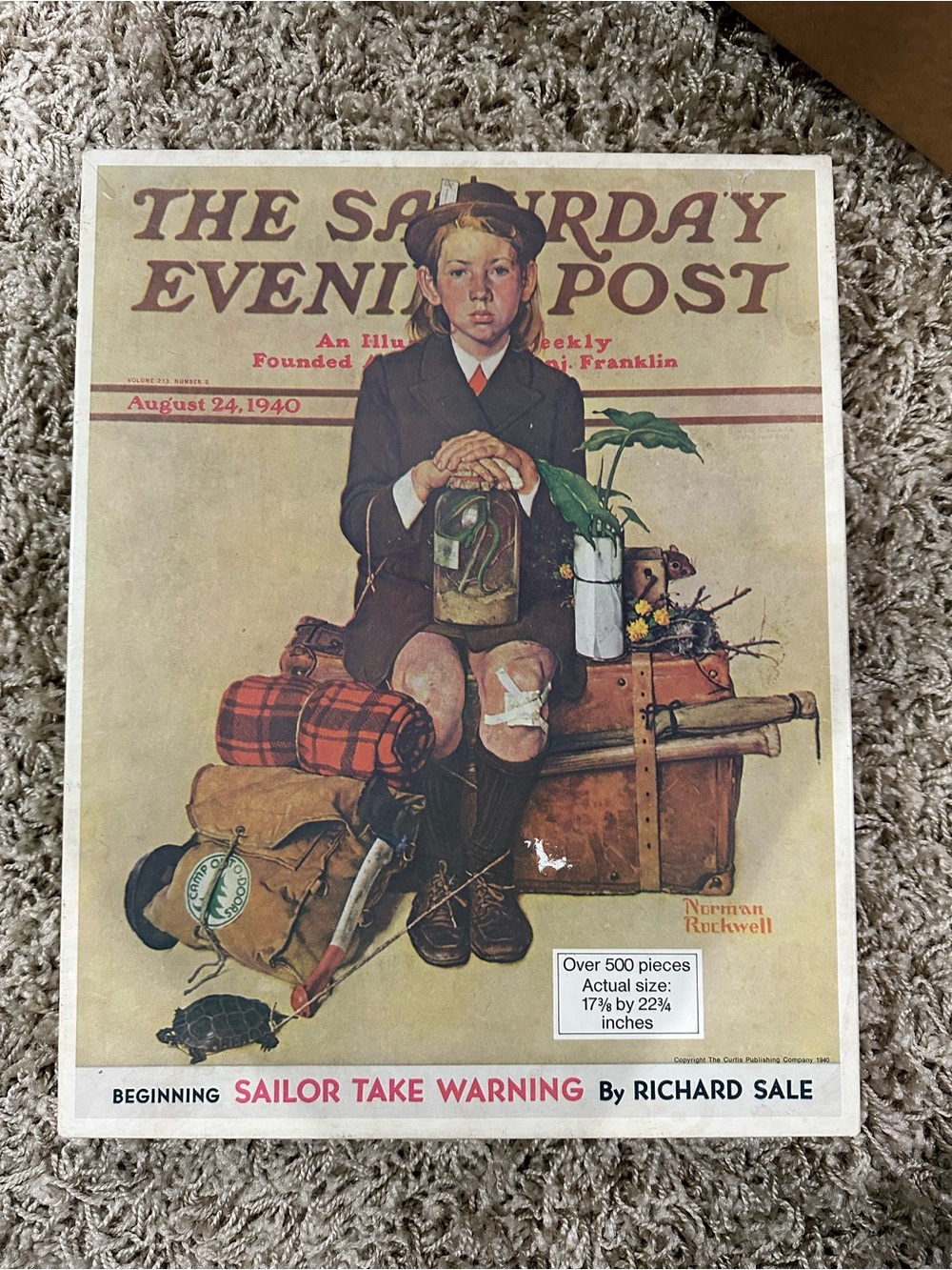 Parker Brothers Norman Rockwell Saturday Evening Post 1940 Jigsaw Puzzle 500+ pc